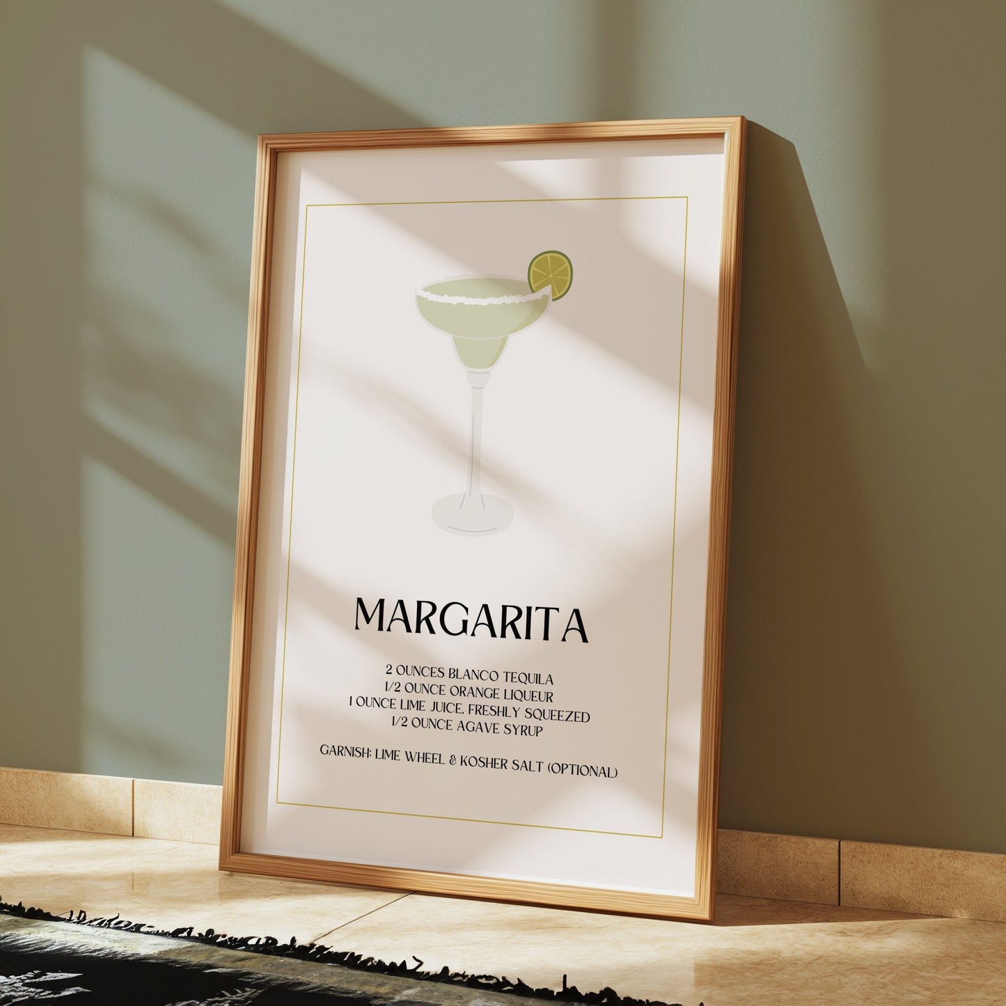 Premium Poster of Classic Margarita Cocktail Recipe Posters