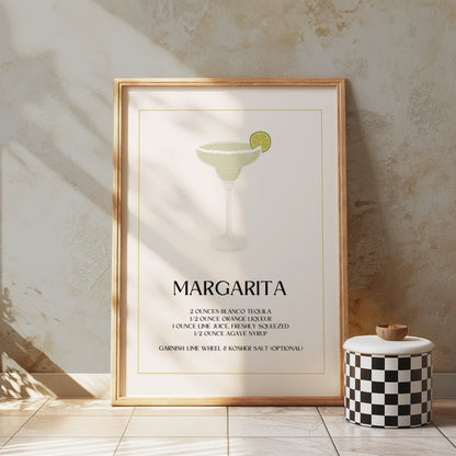 Premium Poster of Classic Margarita Cocktail Recipe Posters