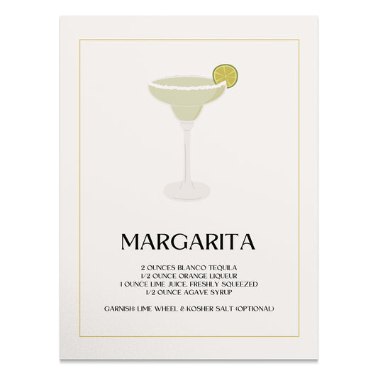 Premium Poster of Classic Margarita Cocktail Recipe Posters