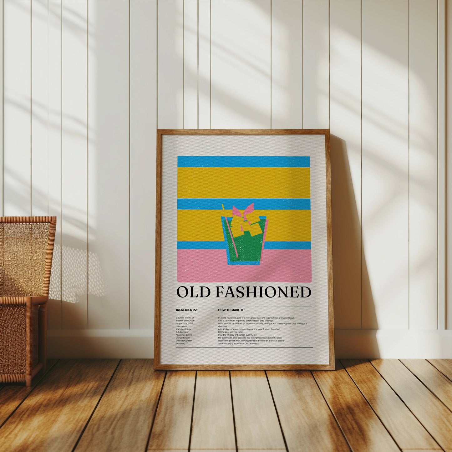 Premium Poster of Classic Old Fashioned Cocktail Art Print Posters