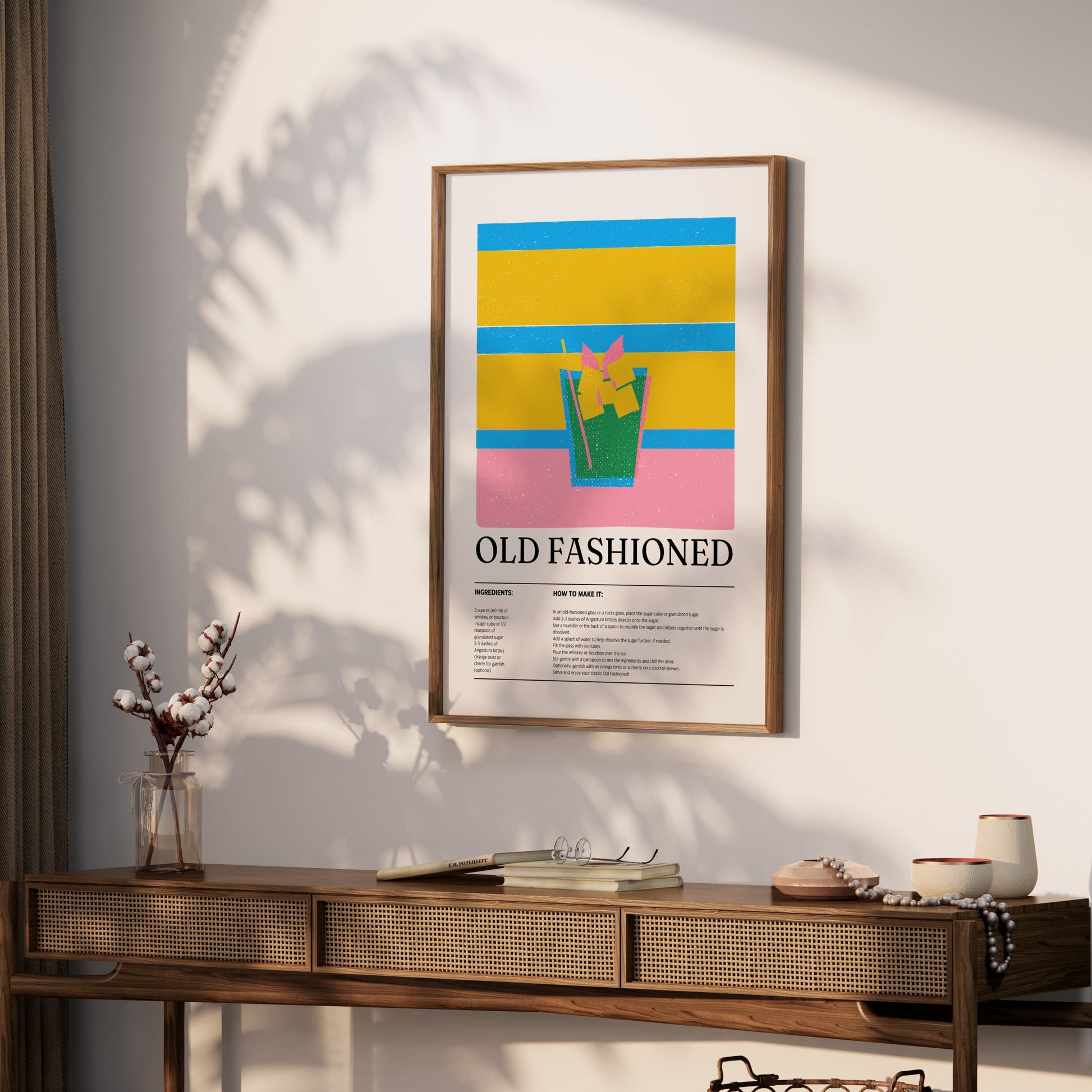 Premium Poster of Classic Old Fashioned Cocktail Art Print Posters