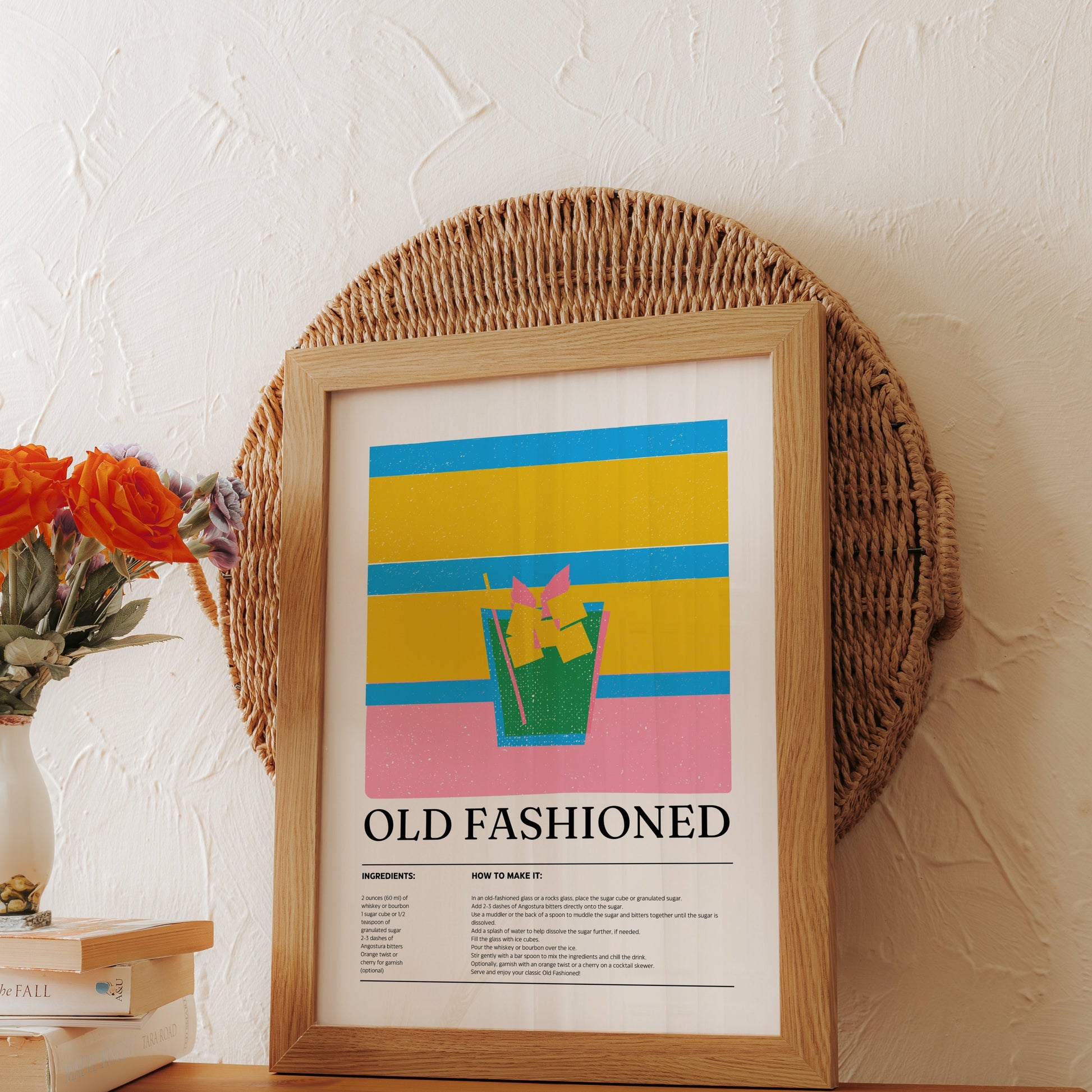 Premium Poster of Classic Old Fashioned Cocktail Art Print Posters