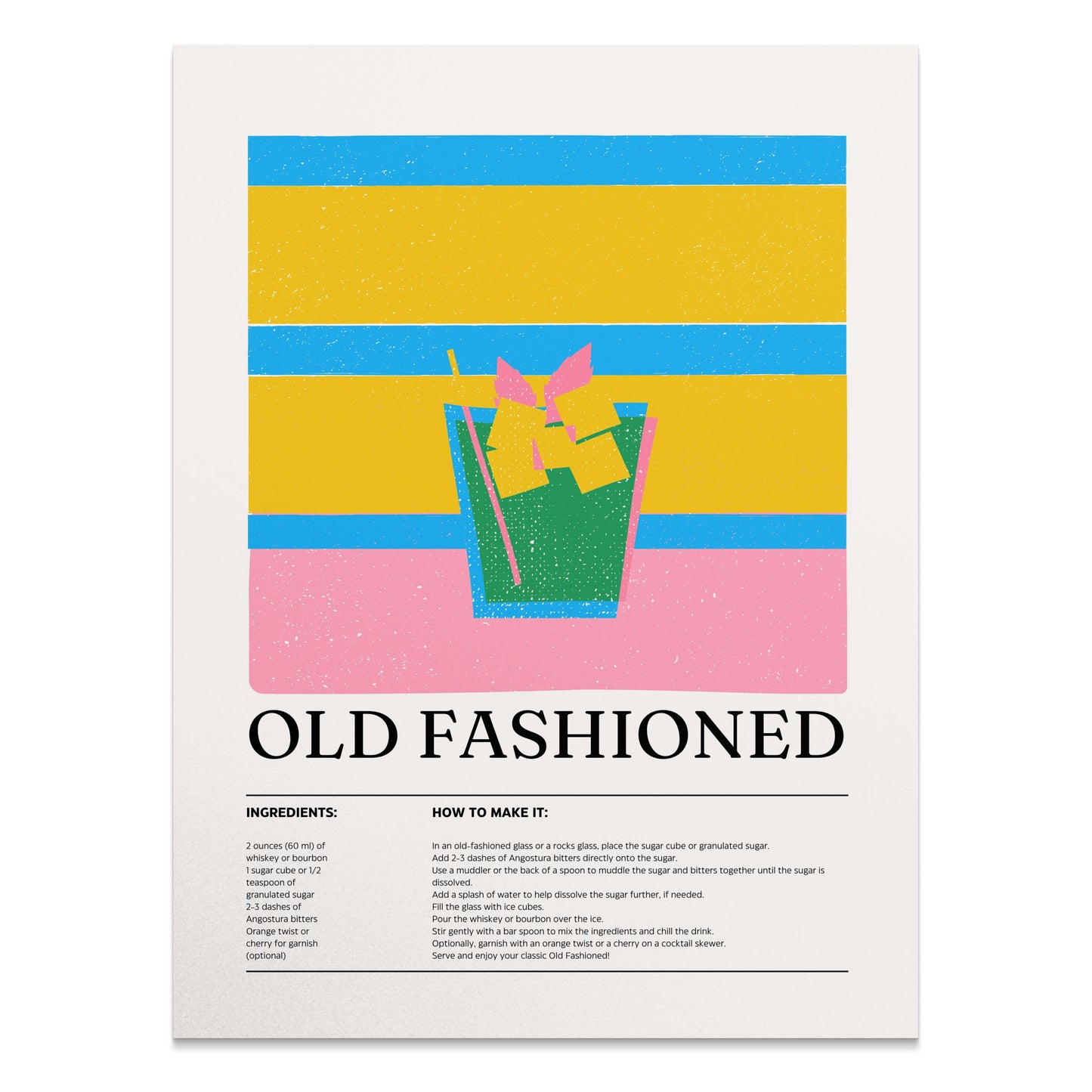 Premium Poster of Classic Old Fashioned Cocktail Art Print Posters