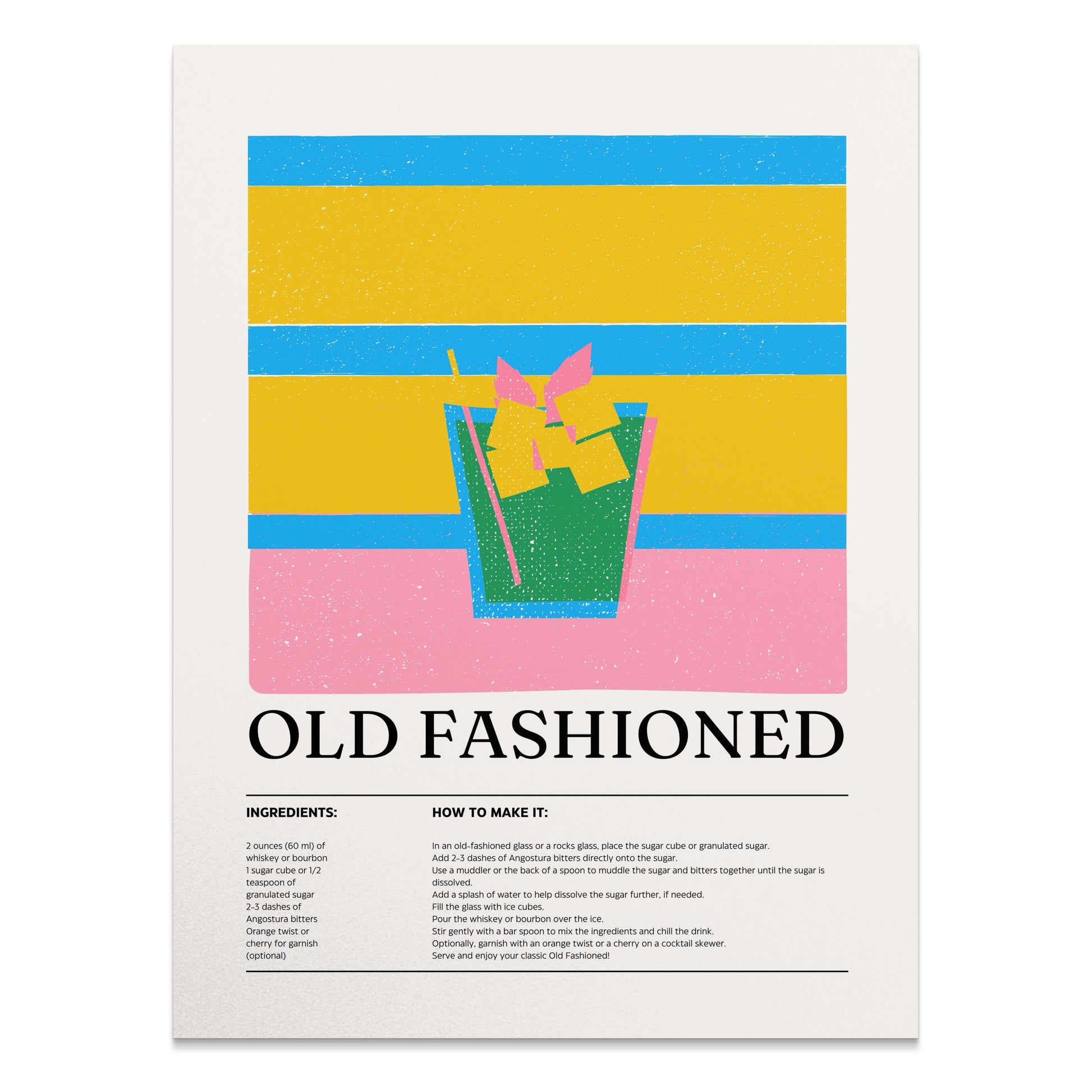 Premium Poster of Classic Old Fashioned Cocktail Art Print Posters