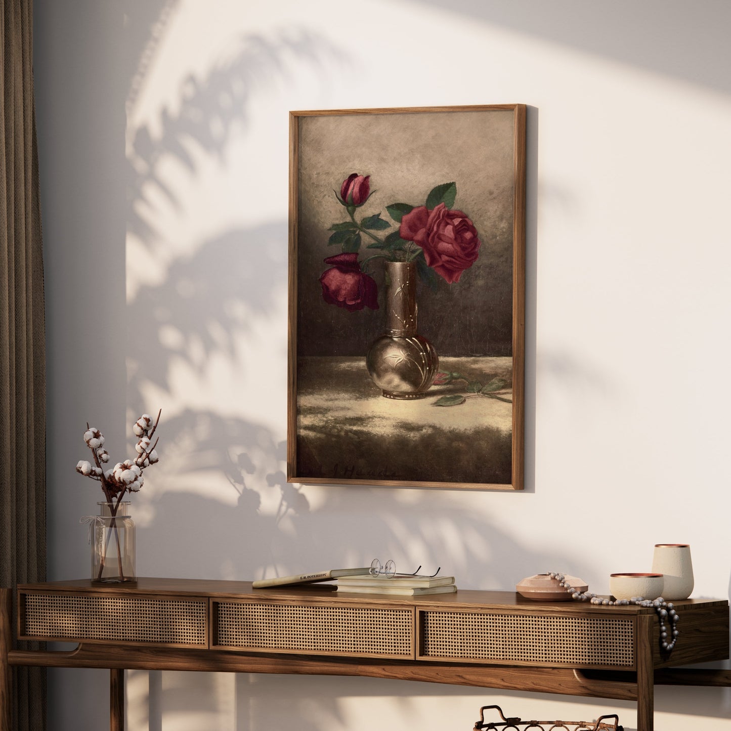 Premium Poster of Classic Still Life with Red Roses Art Poster