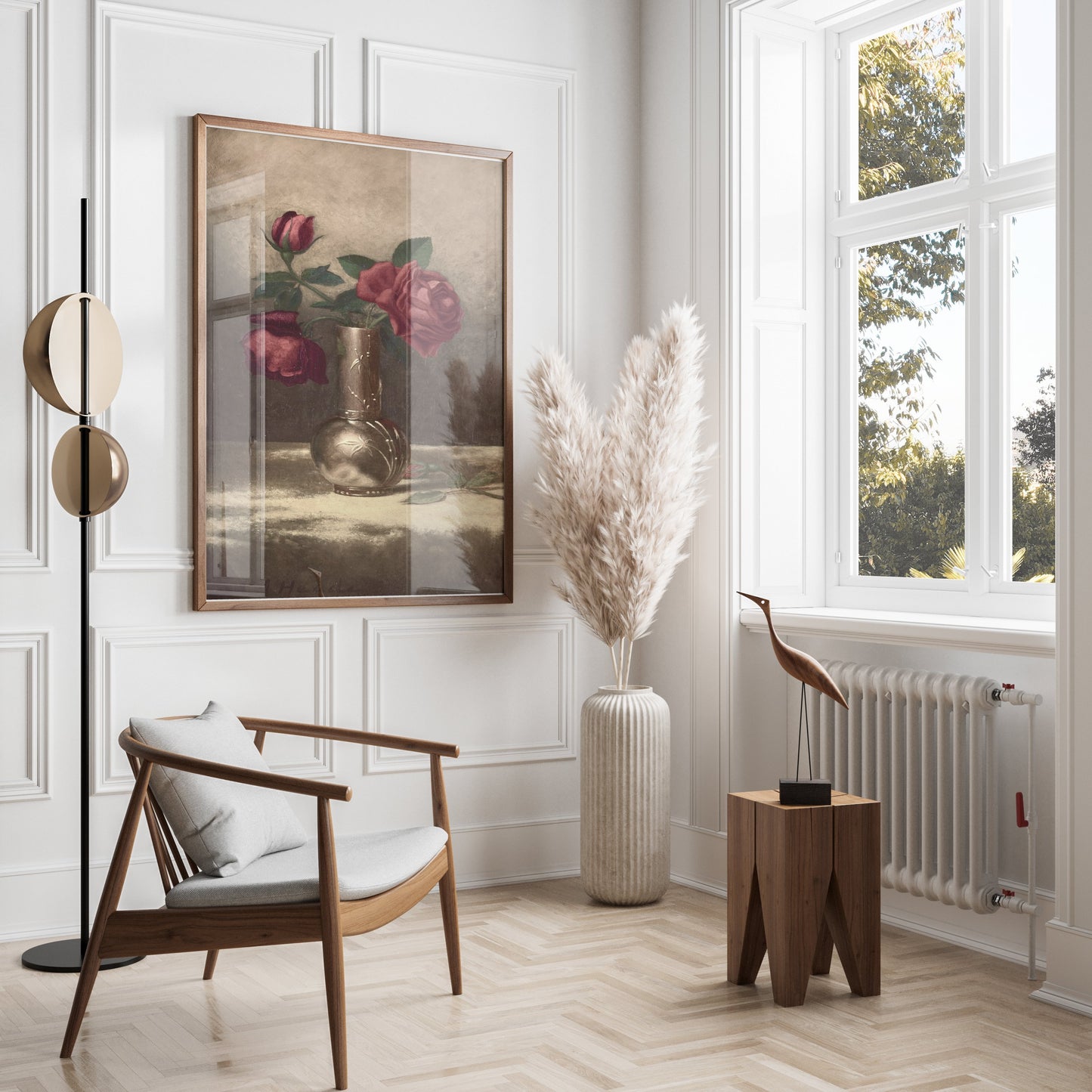 Premium Poster of Classic Still Life with Red Roses Art Poster