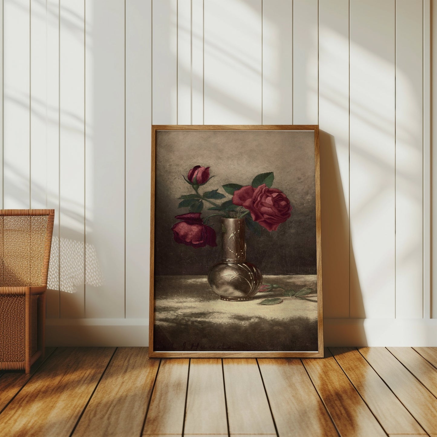 Premium Poster of Classic Still Life with Red Roses Art Poster