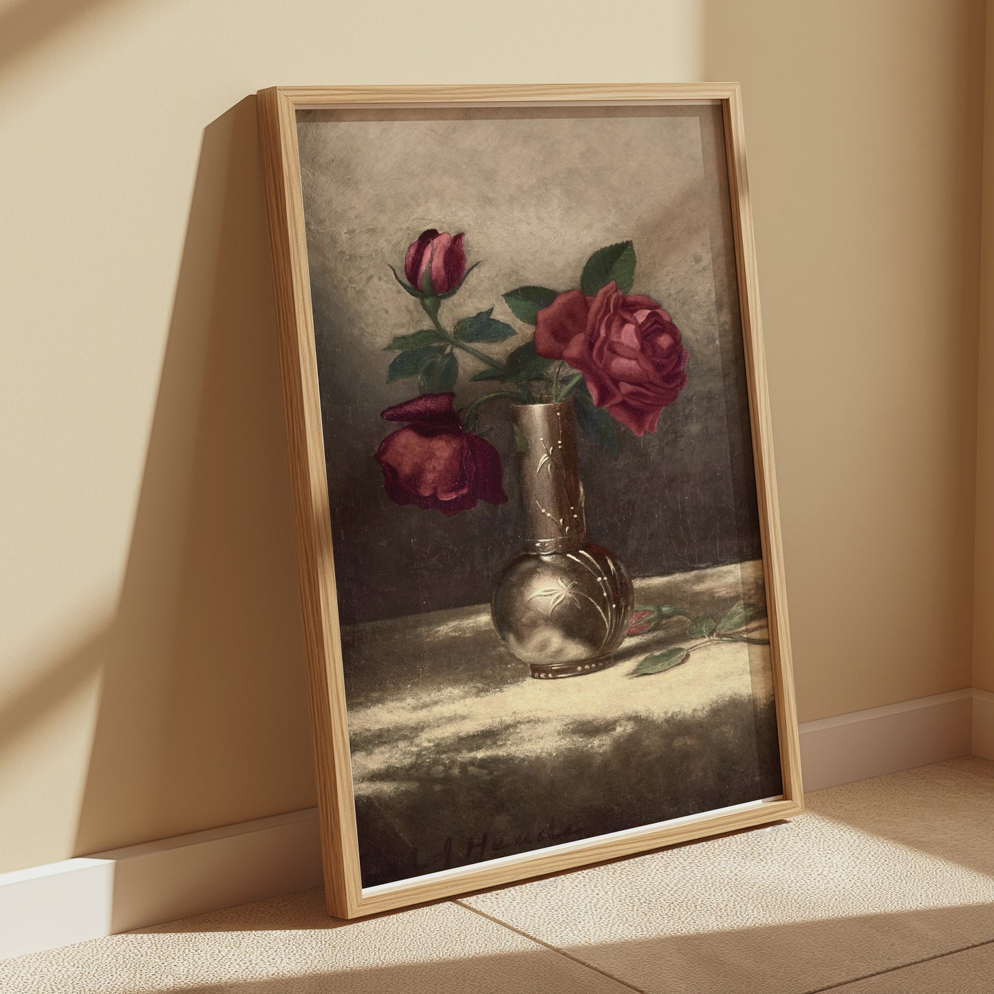Premium Poster of Classic Still Life with Red Roses Art Poster