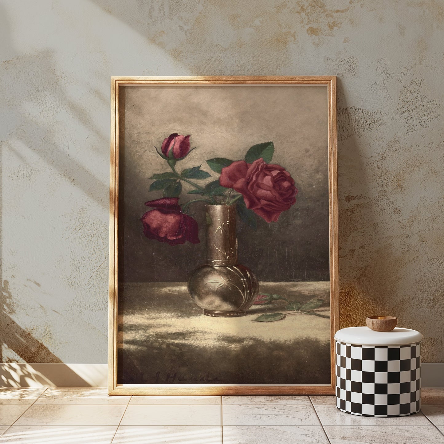 Premium Poster of Classic Still Life with Red Roses Art Poster
