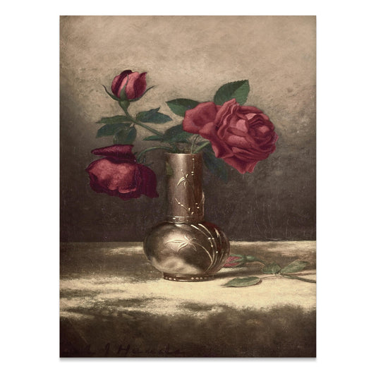Premium Poster of Classic Still Life with Red Roses Art Poster