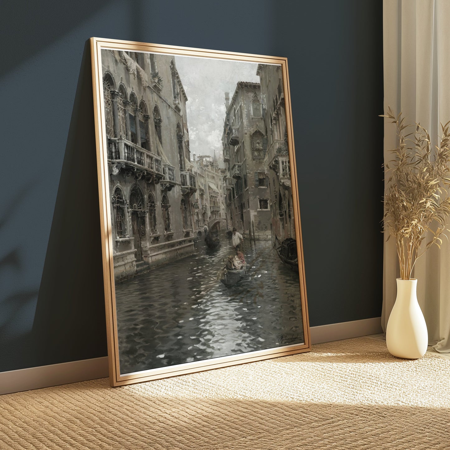 Premium Poster of Classic Venice Canal Scenery with Gondola Posters