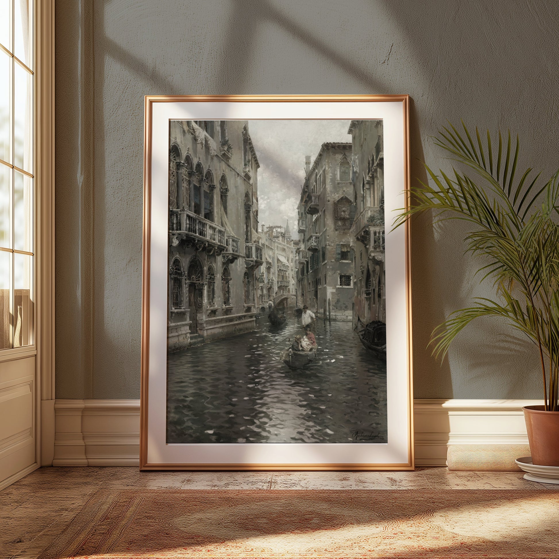 Premium Poster of Classic Venice Canal Scenery with Gondola Posters