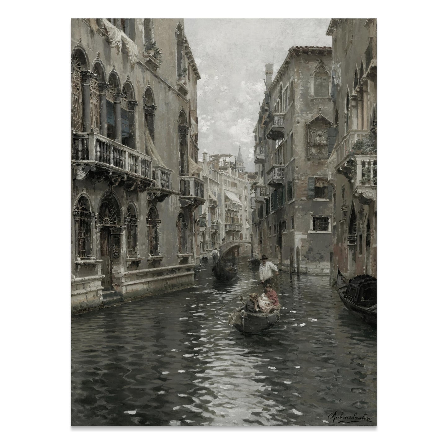 Premium Poster of Classic Venice Canal Scenery with Gondola Posters