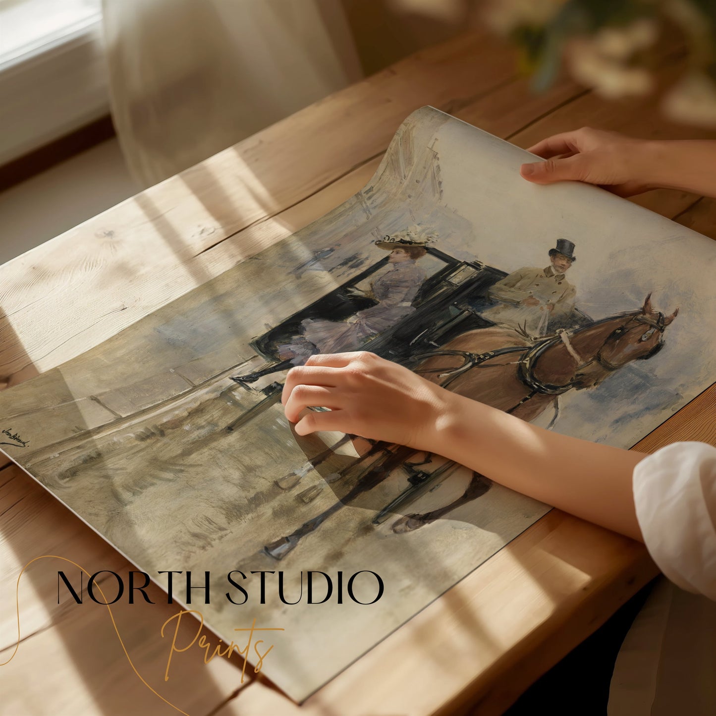 Premium Poster of Classic Vintage Horse and Carriage Art Print Posters