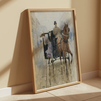Premium Poster of Classic Vintage Horse and Carriage Art Print Posters