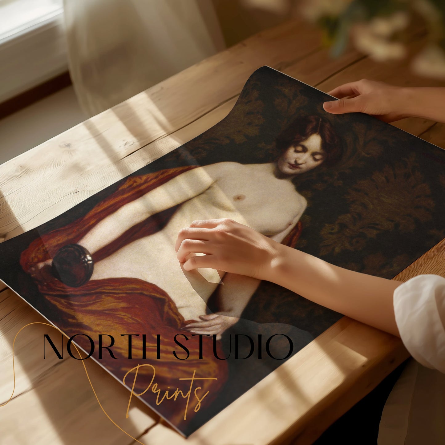 Premium Poster of Classical Nude Woman with Mirror Art Posters
