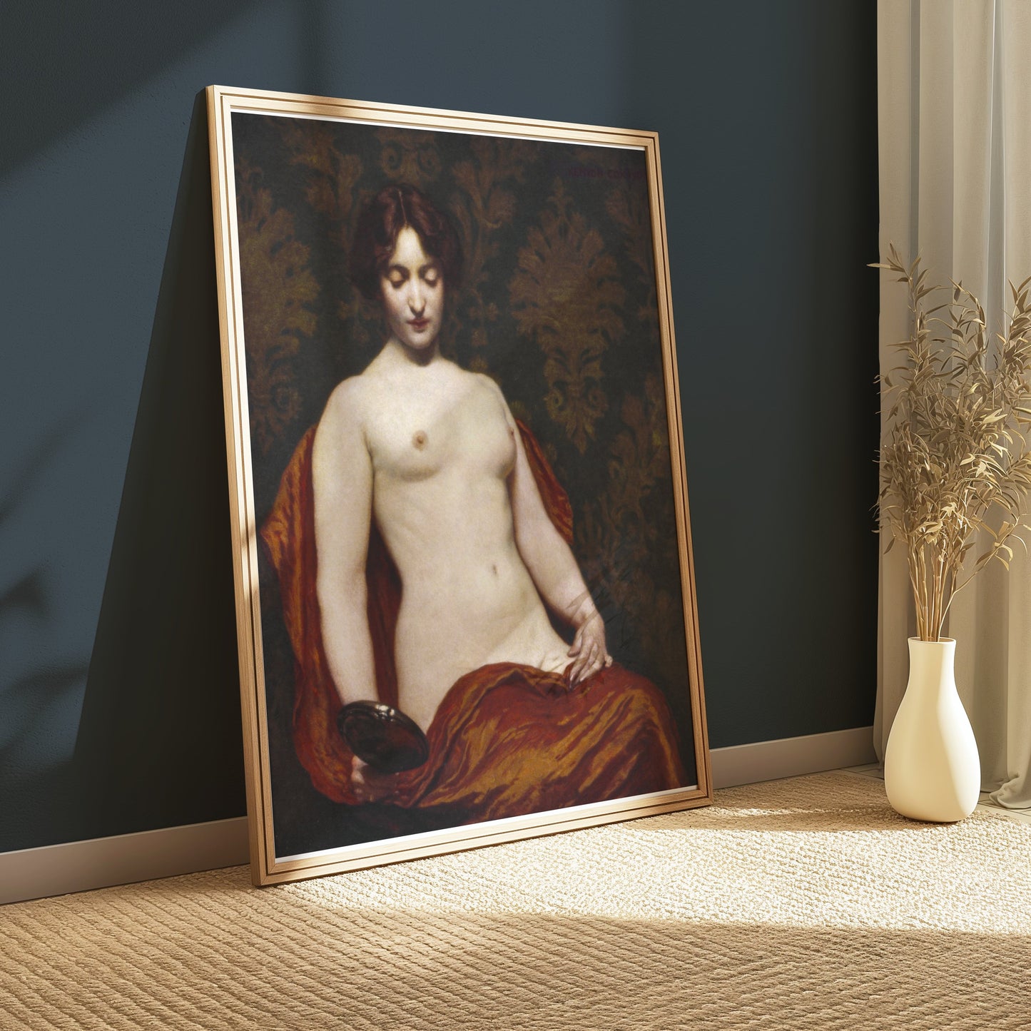 Premium Poster of Classical Nude Woman with Mirror Art Posters