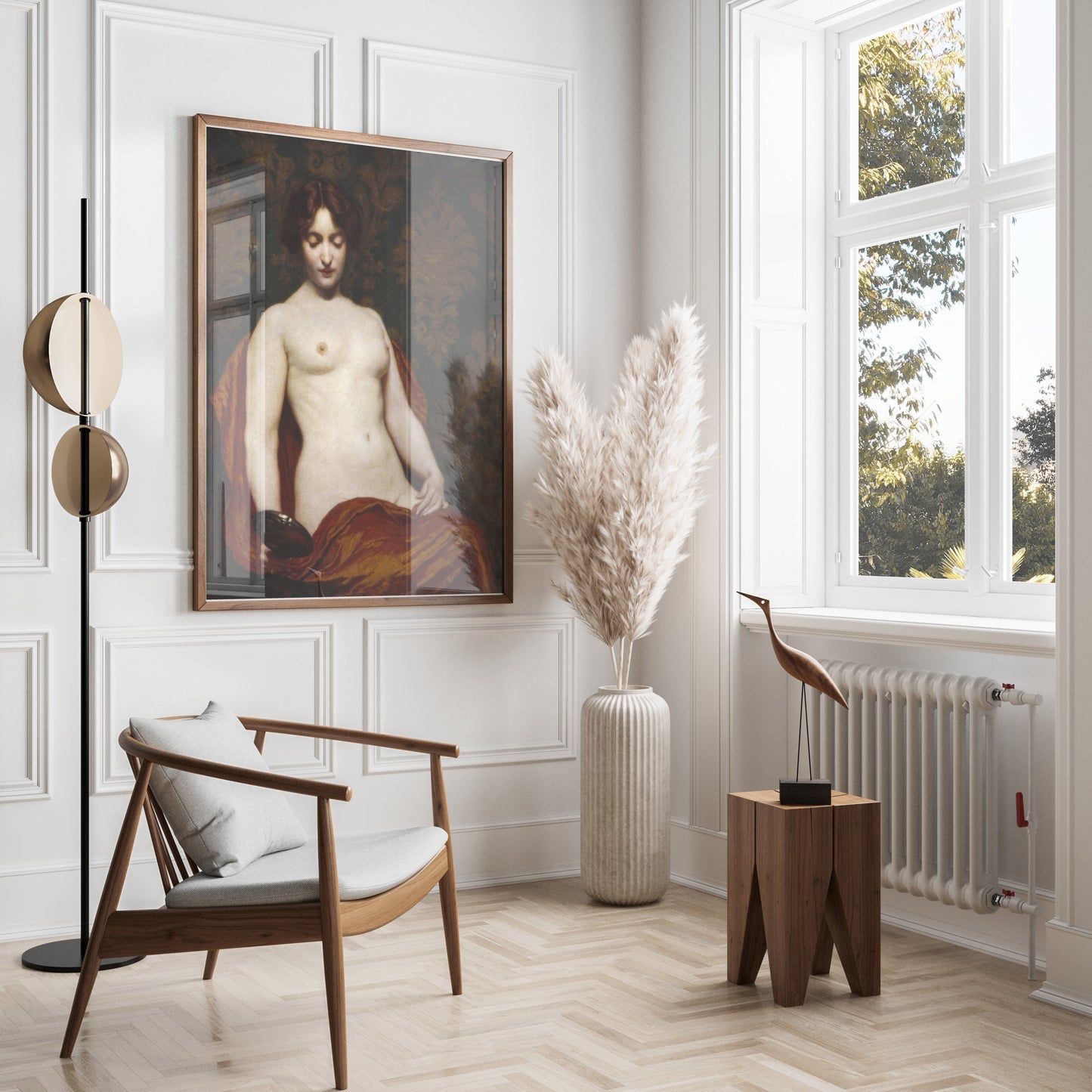 Premium Poster of Classical Nude Woman with Mirror Art Posters