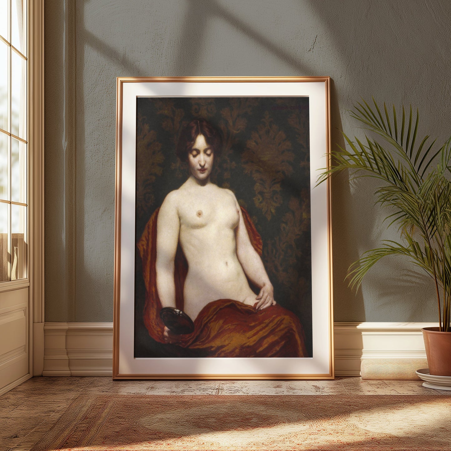 Premium Poster of Classical Nude Woman with Mirror Art Posters