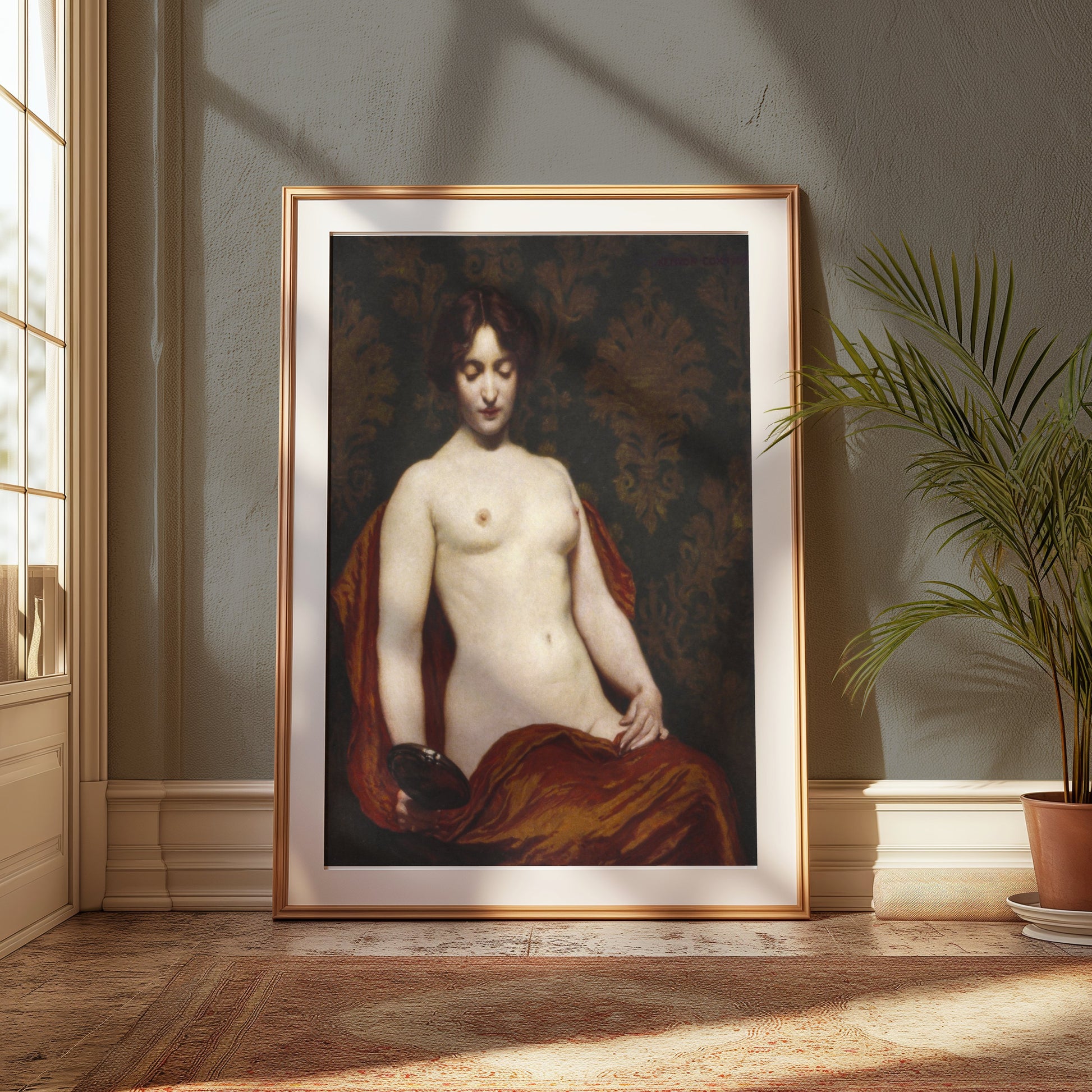 Premium Poster of Classical Nude Woman with Mirror Art Posters