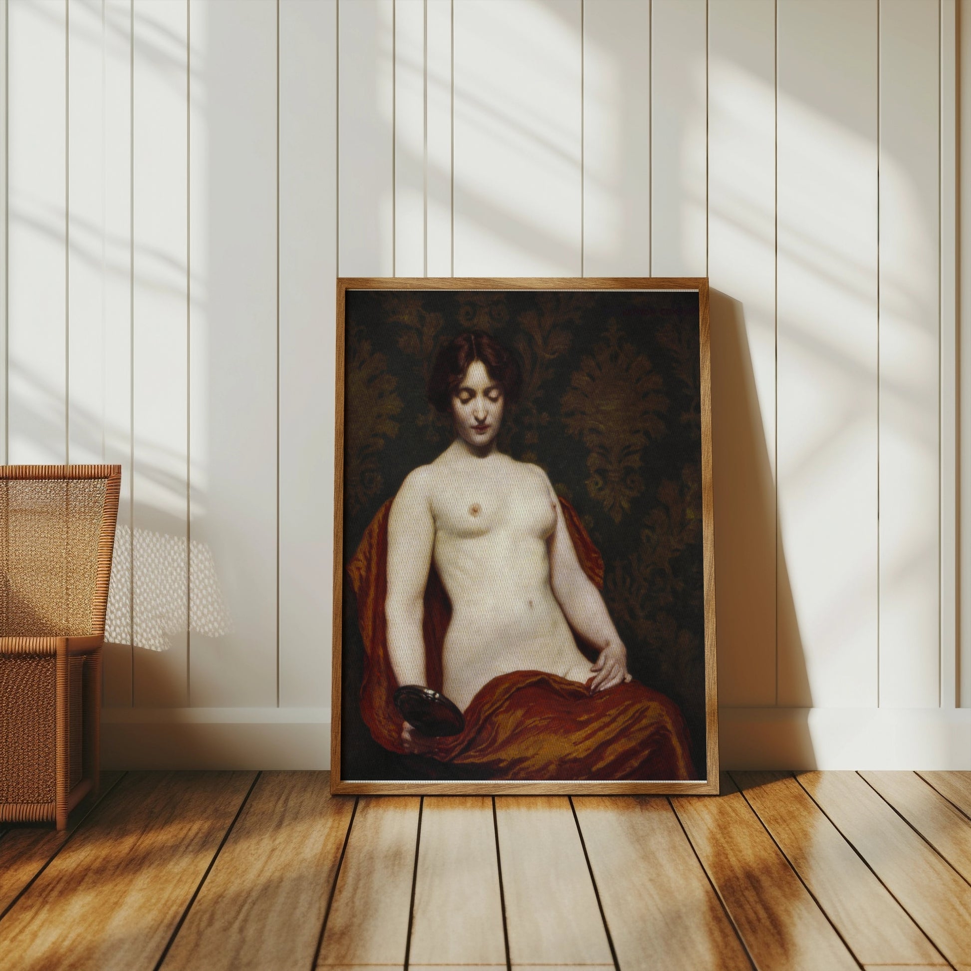 Premium Poster of Classical Nude Woman with Mirror Art Posters