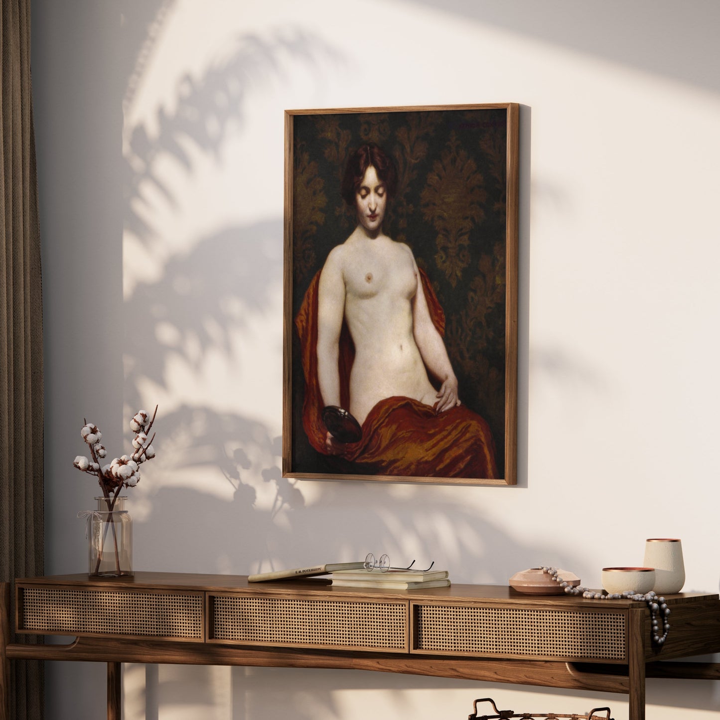Premium Poster of Classical Nude Woman with Mirror Art Posters