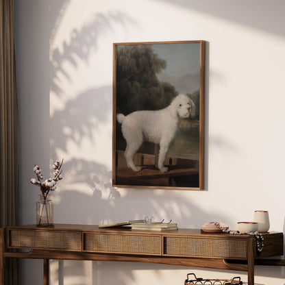 Premium Poster of Classical White Dog Art Scenic Background Posters