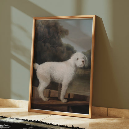Premium Poster of Classical White Dog Art Scenic Background Posters