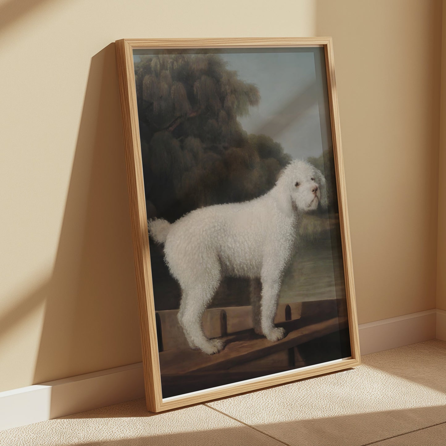 Premium Poster of Classical White Dog Art Scenic Background Posters