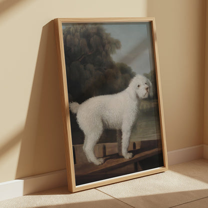 Premium Poster of Classical White Dog Art Scenic Background Posters
