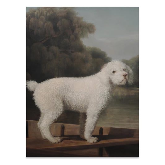 Premium Poster of Classical White Dog Art Scenic Background Posters