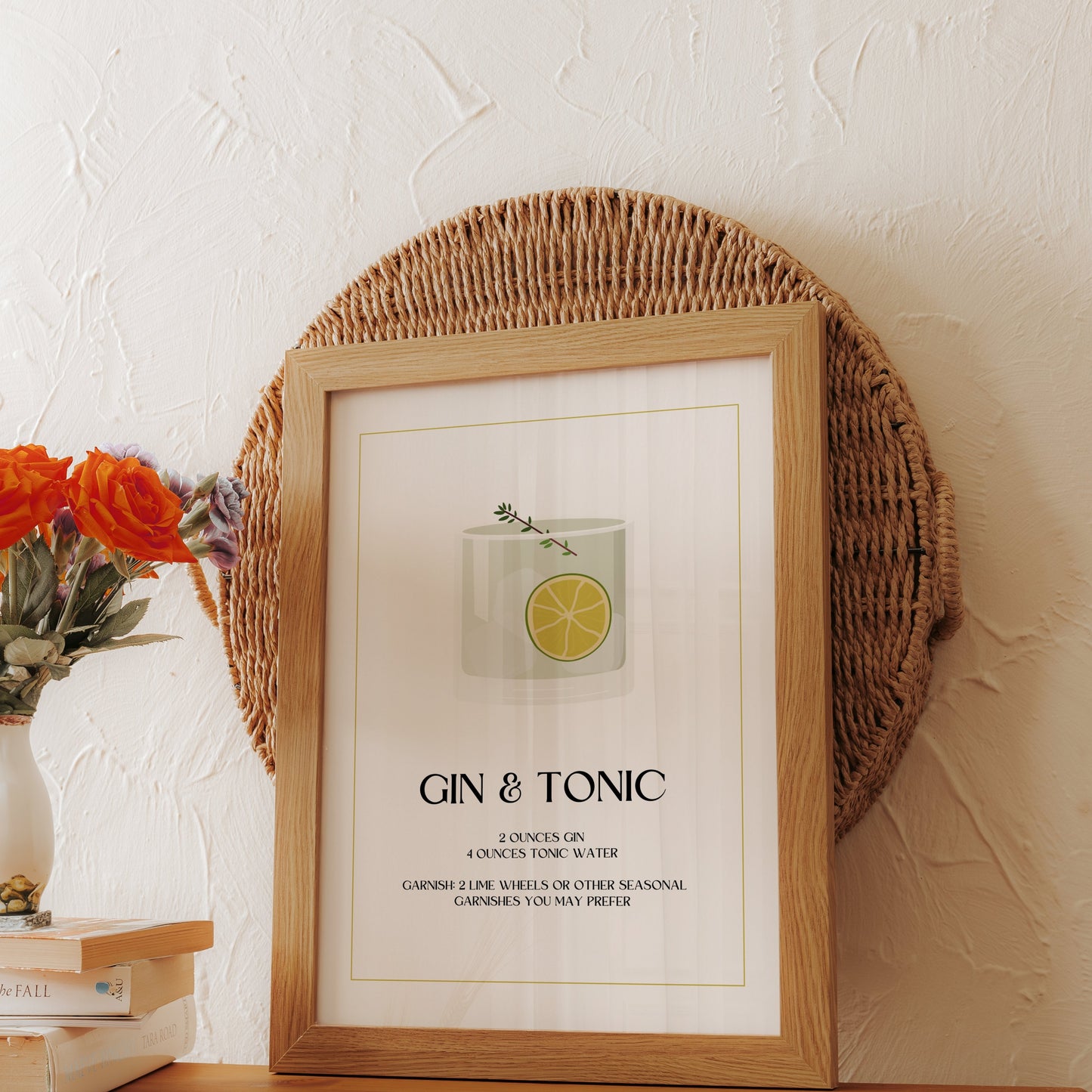 Premium Poster of Classy Illustrated Gin and Tonic Recipe Art Posters