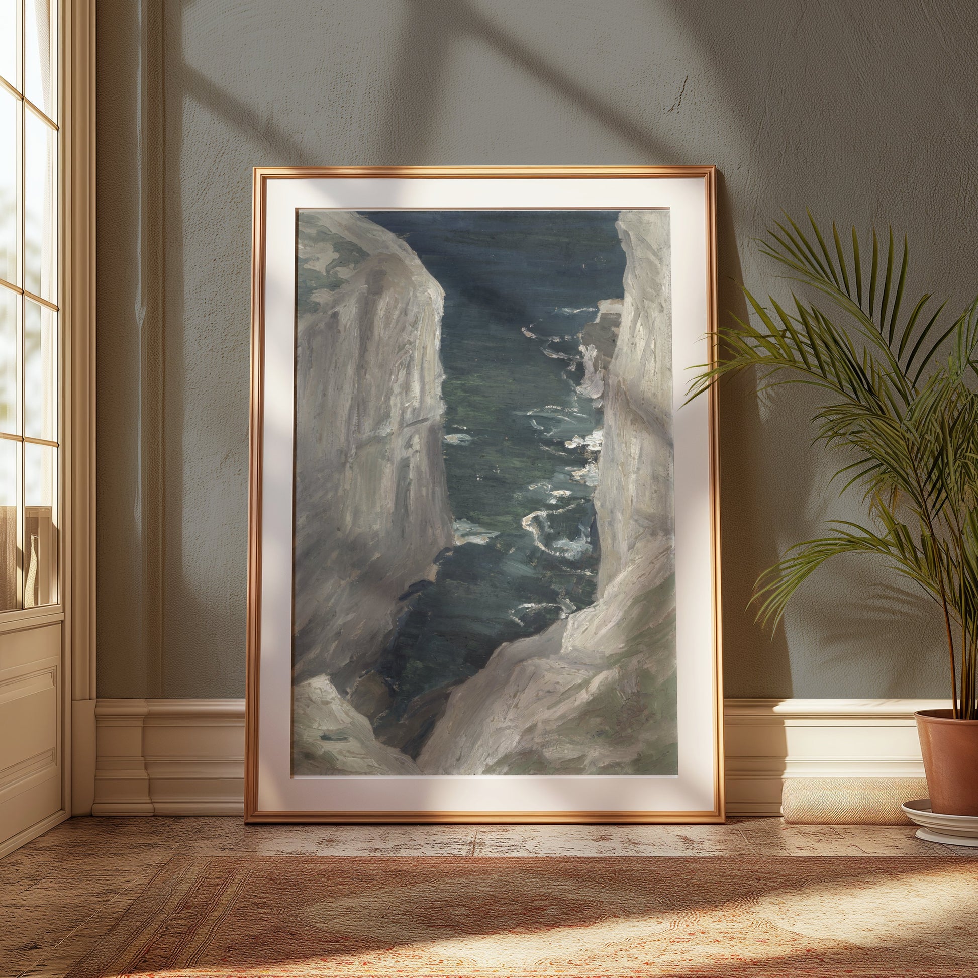 Premium Poster of Cliffside Ocean View with Rocky Walls Posters