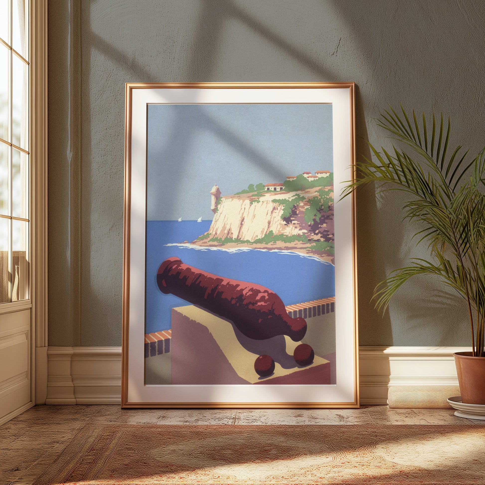 Premium Poster of Coastal Cliff Cannon Scenic Wall Art Posters