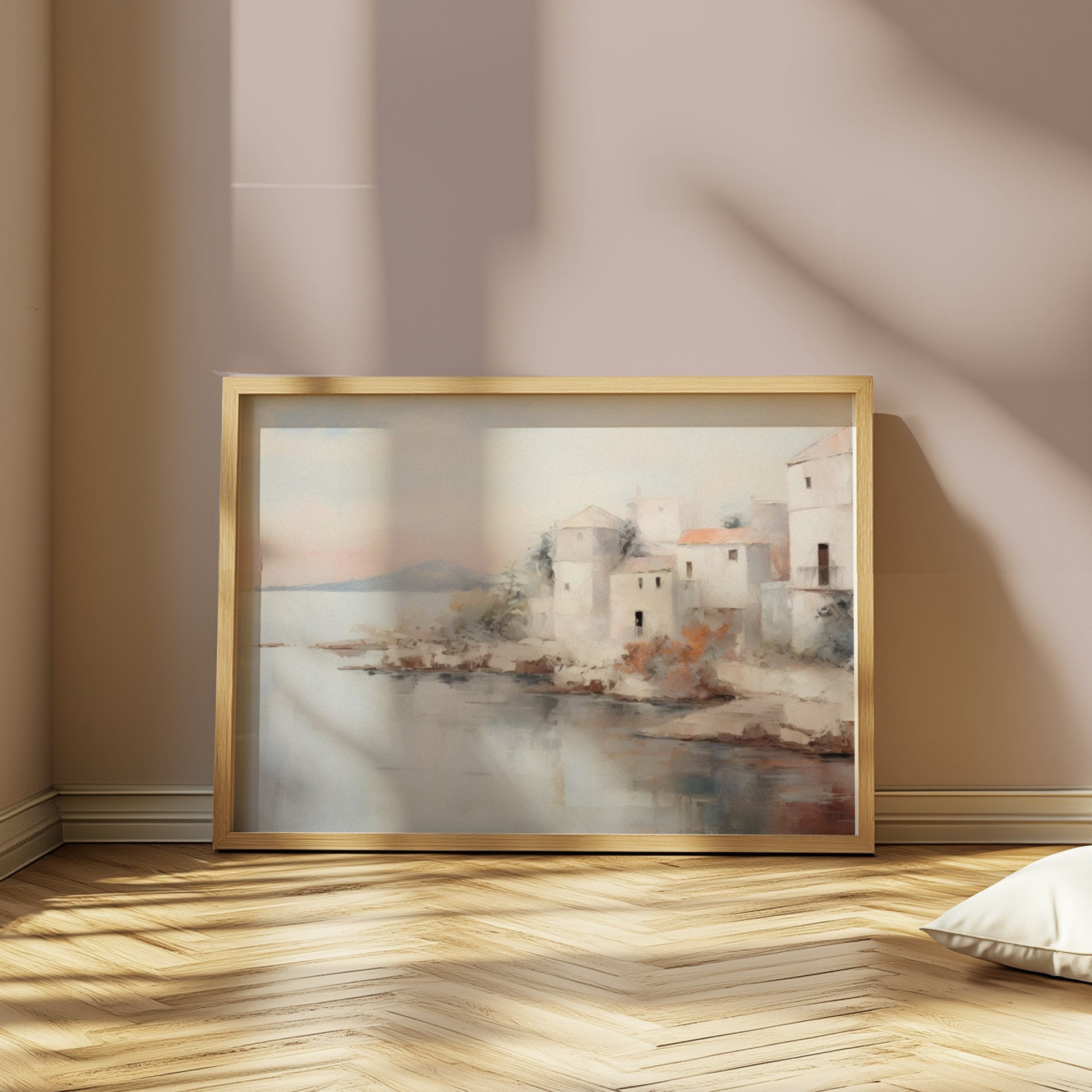 Premium Poster of Coastal Village Scenic Landscape Wall Art Posters