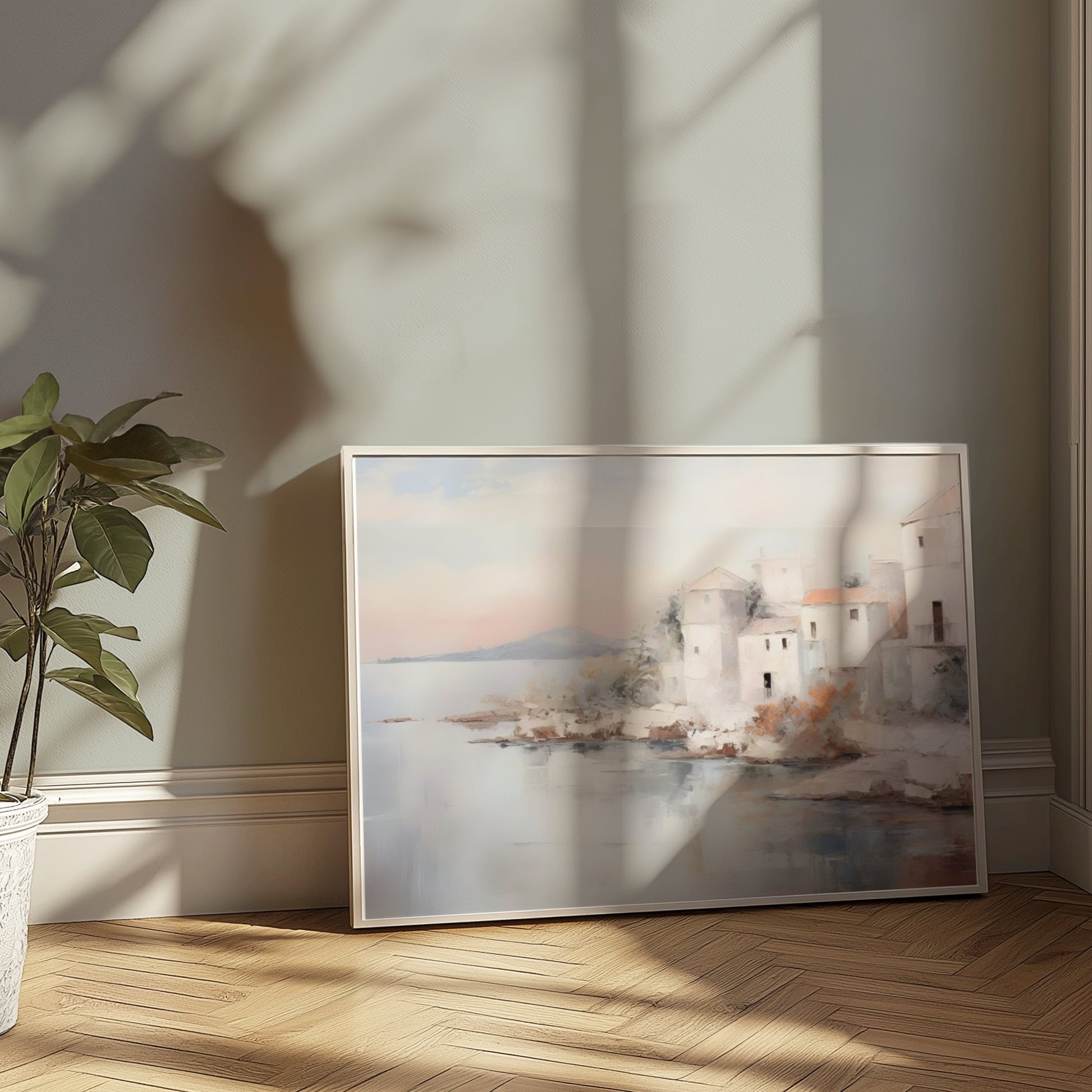 Premium Poster of Coastal Village Scenic Landscape Wall Art Posters