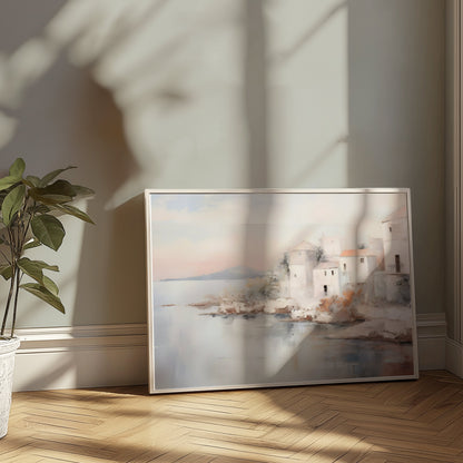 Premium Poster of Coastal Village Scenic Landscape Wall Art Posters