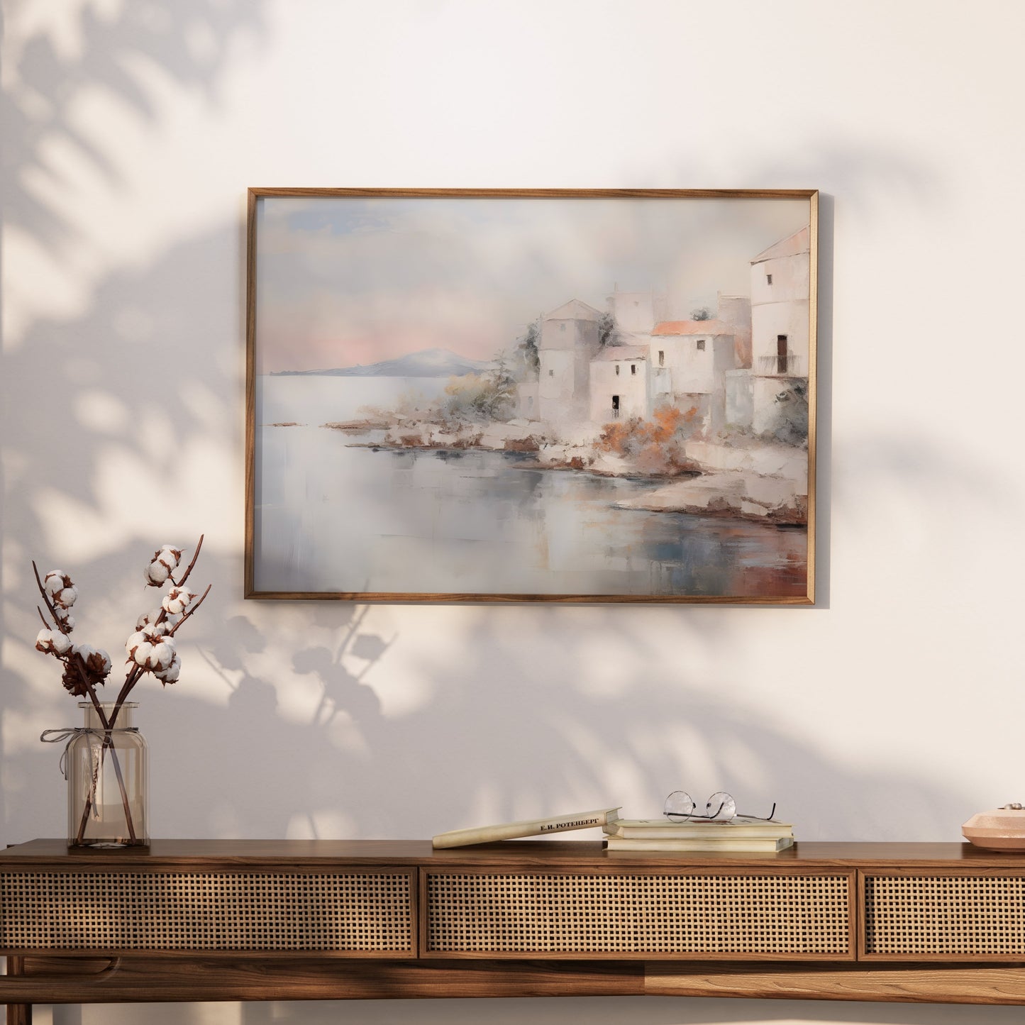 Premium Poster of Coastal Village Scenic Landscape Wall Art Posters