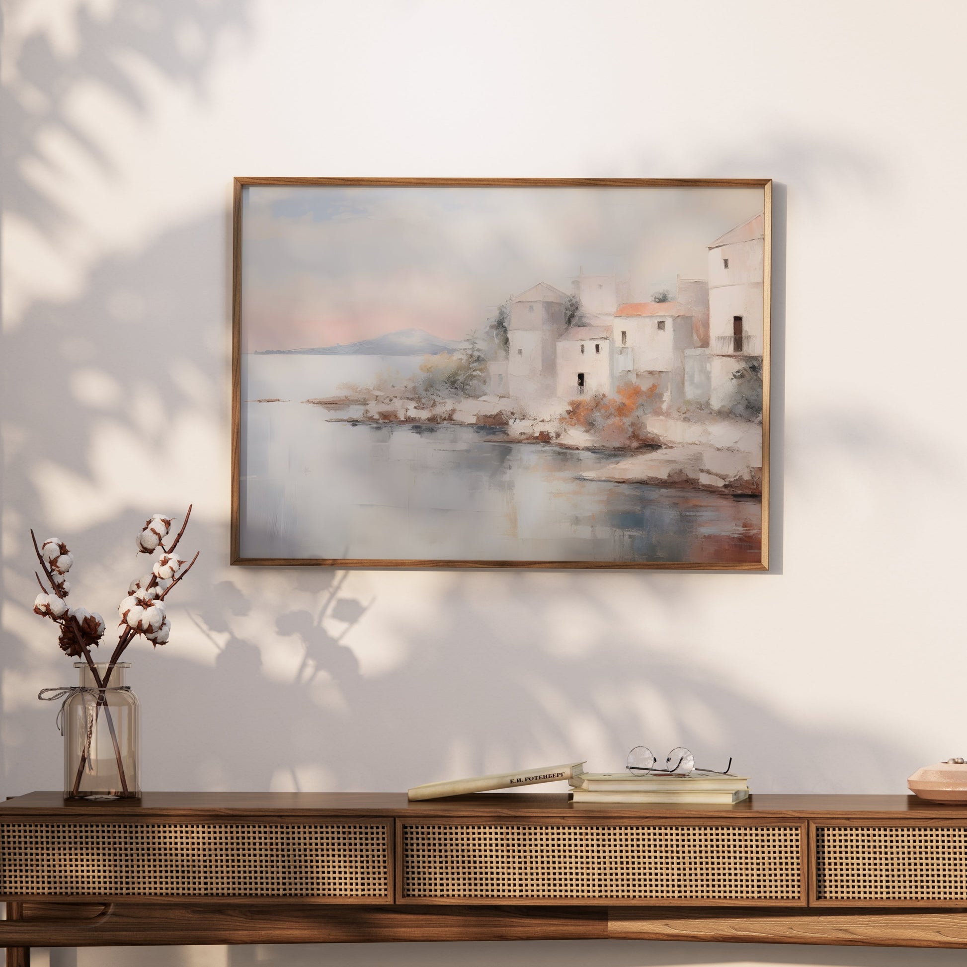Premium Poster of Coastal Village Scenic Landscape Wall Art Posters