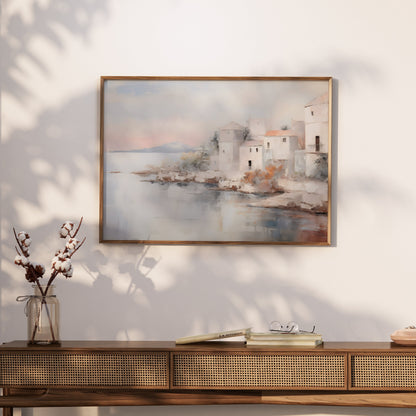 Premium Poster of Coastal Village Scenic Landscape Wall Art Posters