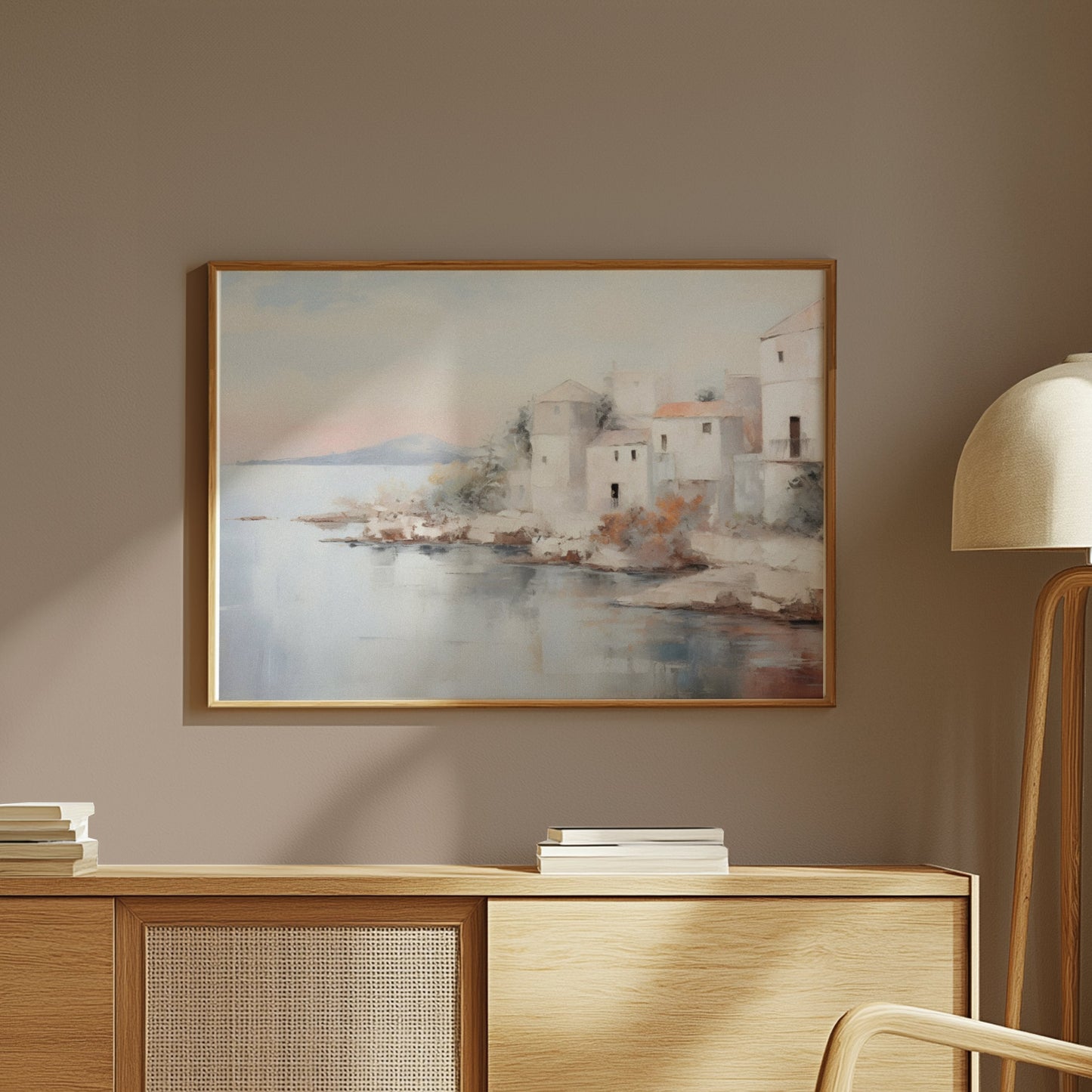 Premium Poster of Coastal Village Scenic Landscape Wall Art Posters