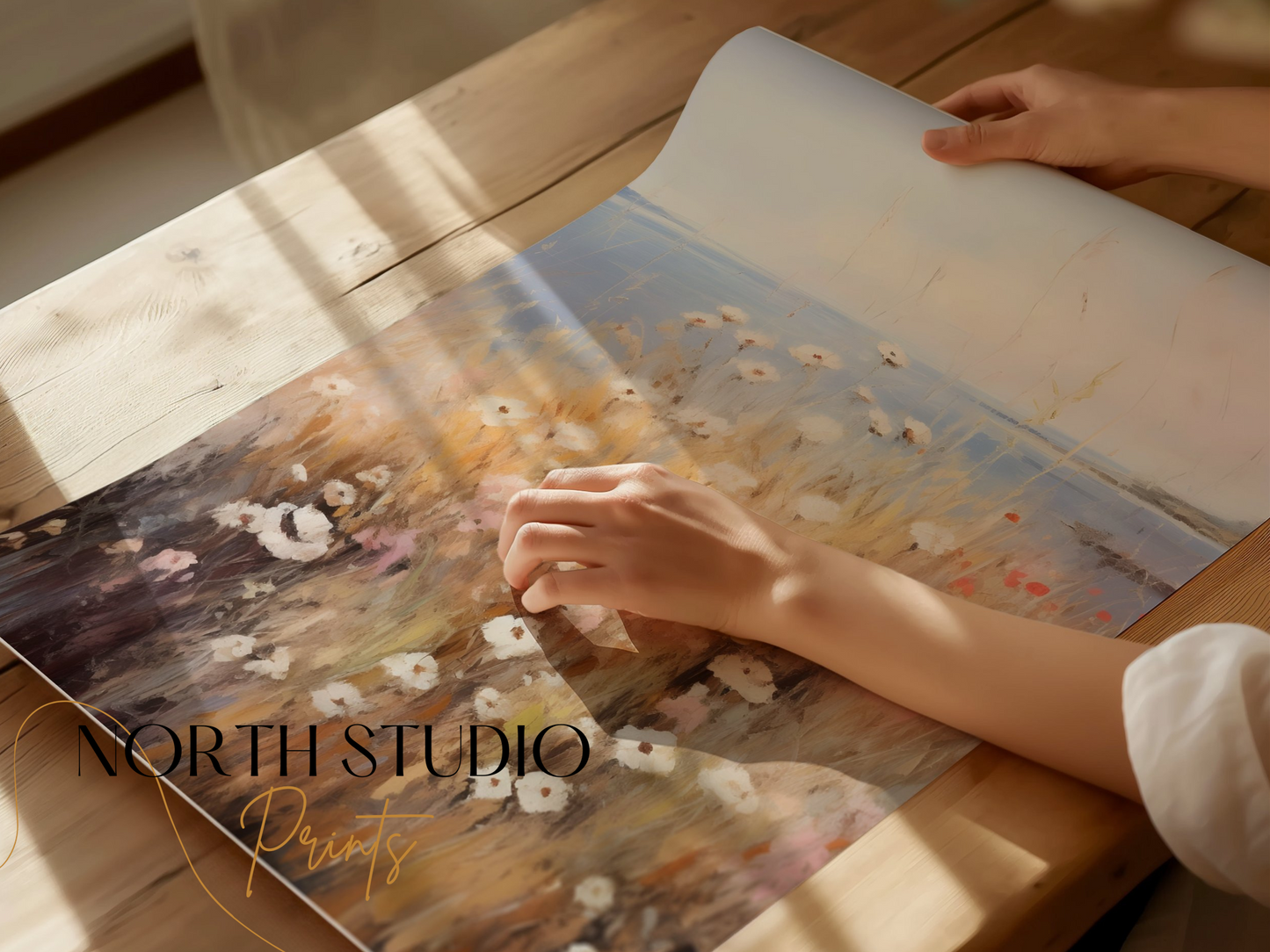 Premium Poster of Coastal Wildflower Field Landscape Art Wall Posters
