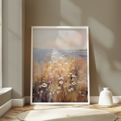 Premium Poster of Coastal Wildflower Field Landscape Art Wall Posters