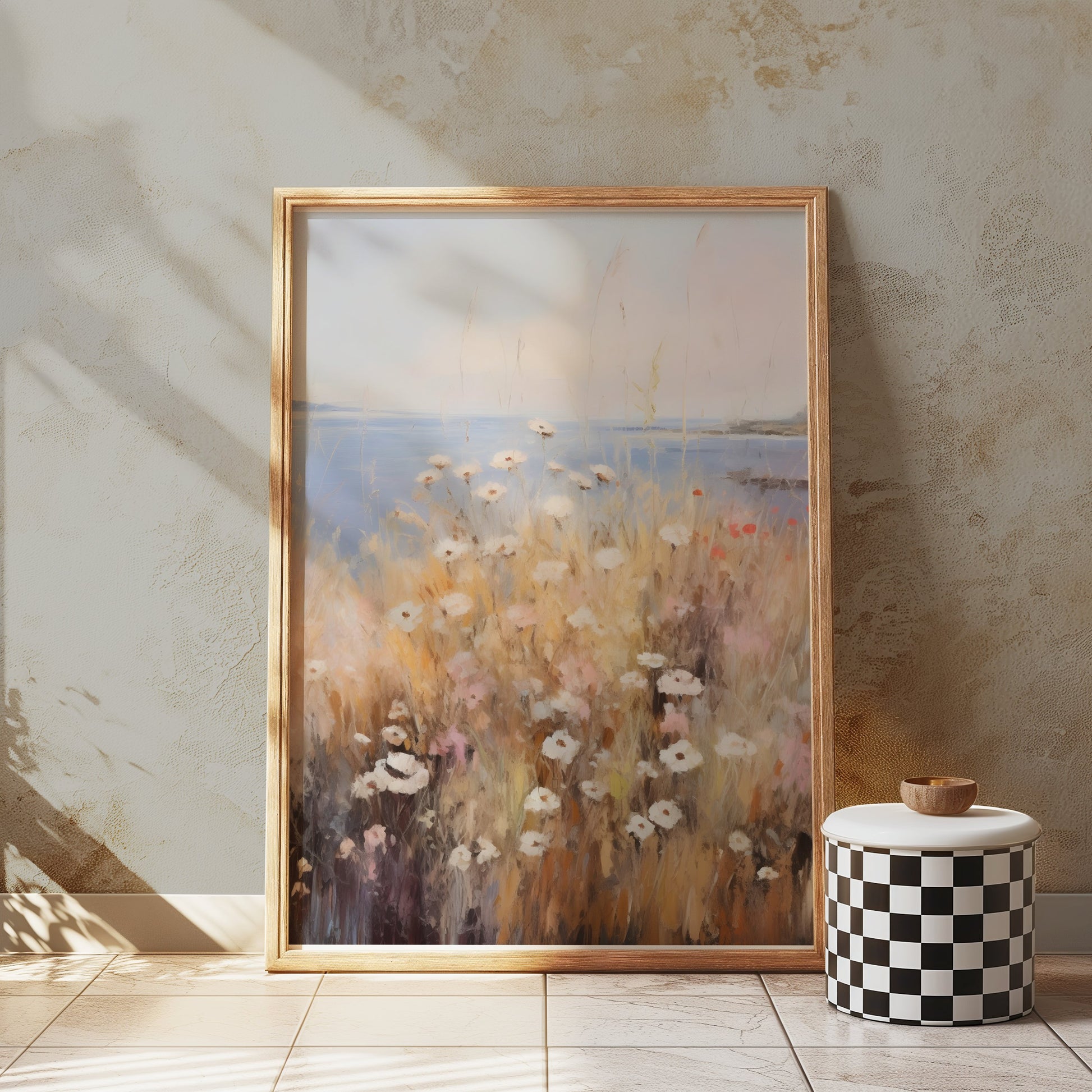 Premium Poster of Coastal Wildflower Field Landscape Art Wall Posters