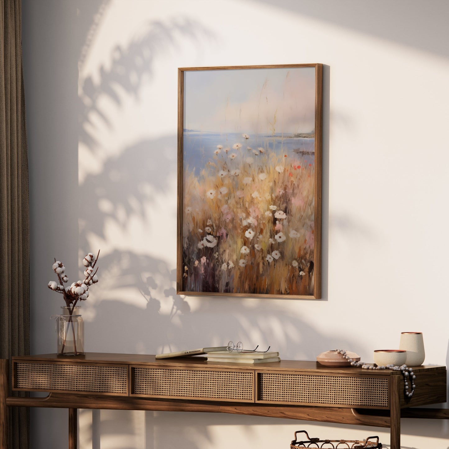 Premium Poster of Coastal Wildflower Field Landscape Art Wall Posters