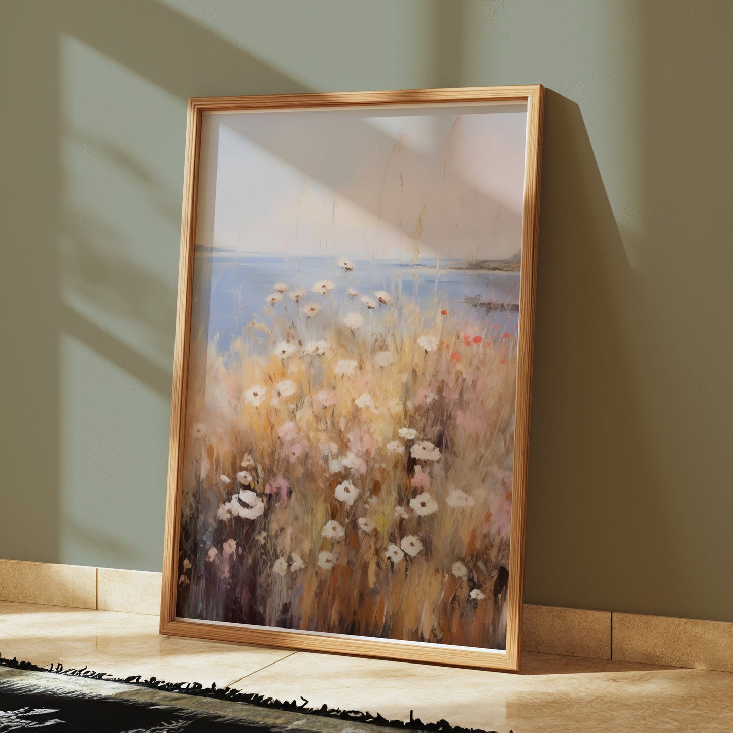Premium Poster of Coastal Wildflower Field Landscape Art Wall Posters