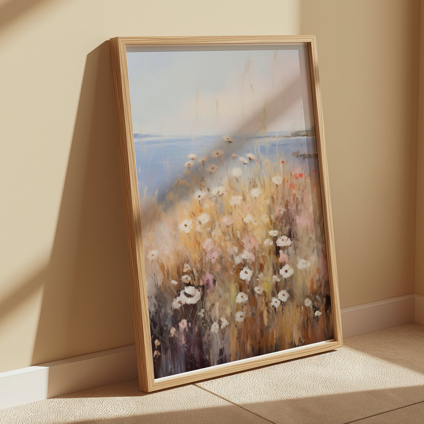 Premium Poster of Coastal Wildflower Field Landscape Art Wall Posters