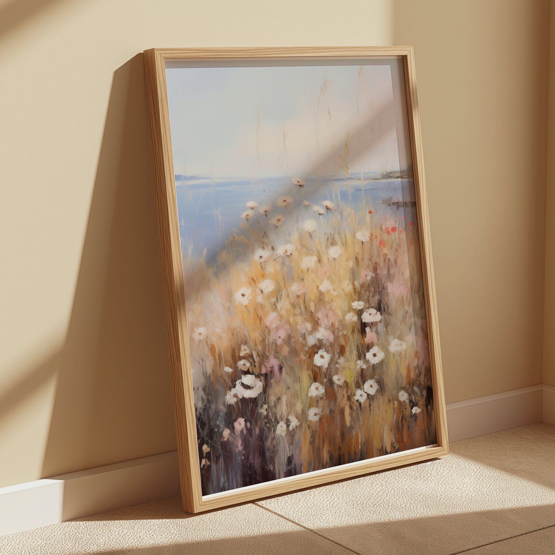 Premium Poster of Coastal Wildflower Field Landscape Art Wall Posters