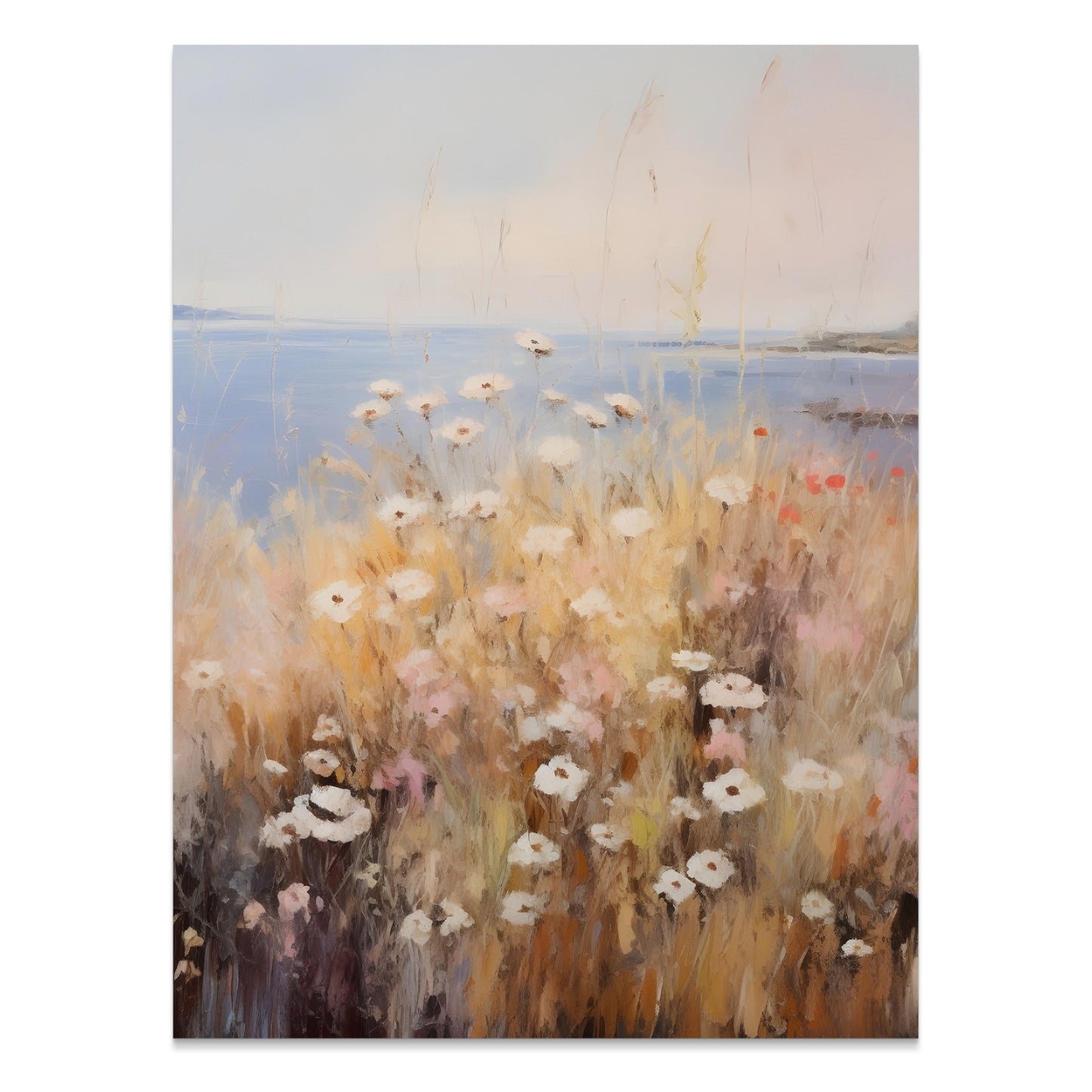 Premium Poster of Coastal Wildflower Field Landscape Art Wall Posters