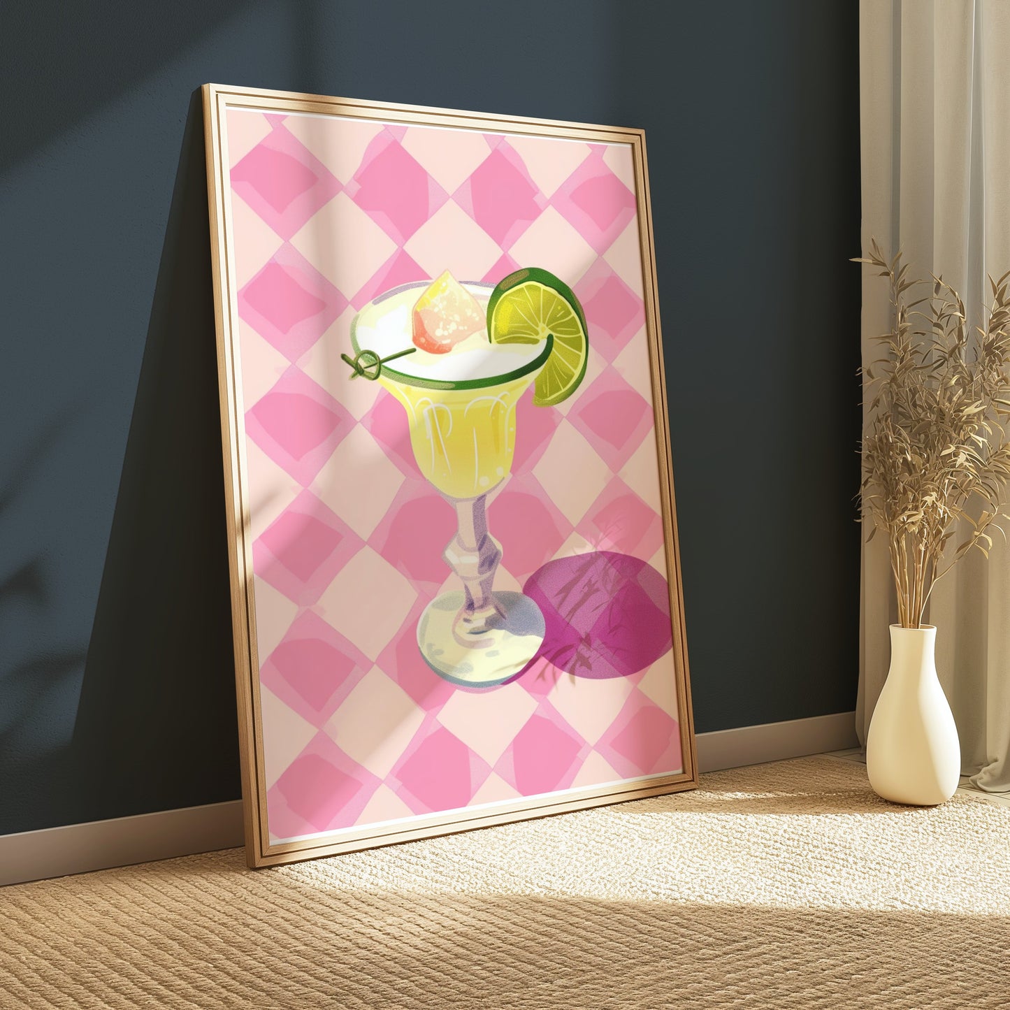 Premium Poster of Cocktail Art Print With Lime Slice Drink Posters